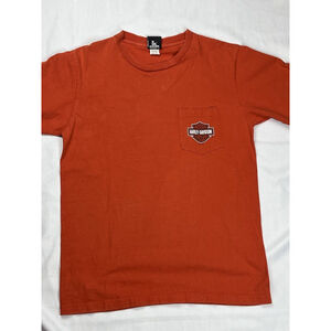 Harley Davidson T Shirt The Woodlands Texas Men's Size Large Orange Holoubek Tag